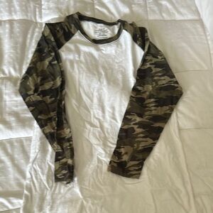 White and Camouflage Long Sleeve Shirt